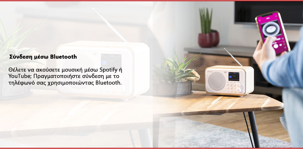 Σύνδεση μέσω Bluetooth για να ακούτε μουσική μέσω spotify ή youtube.