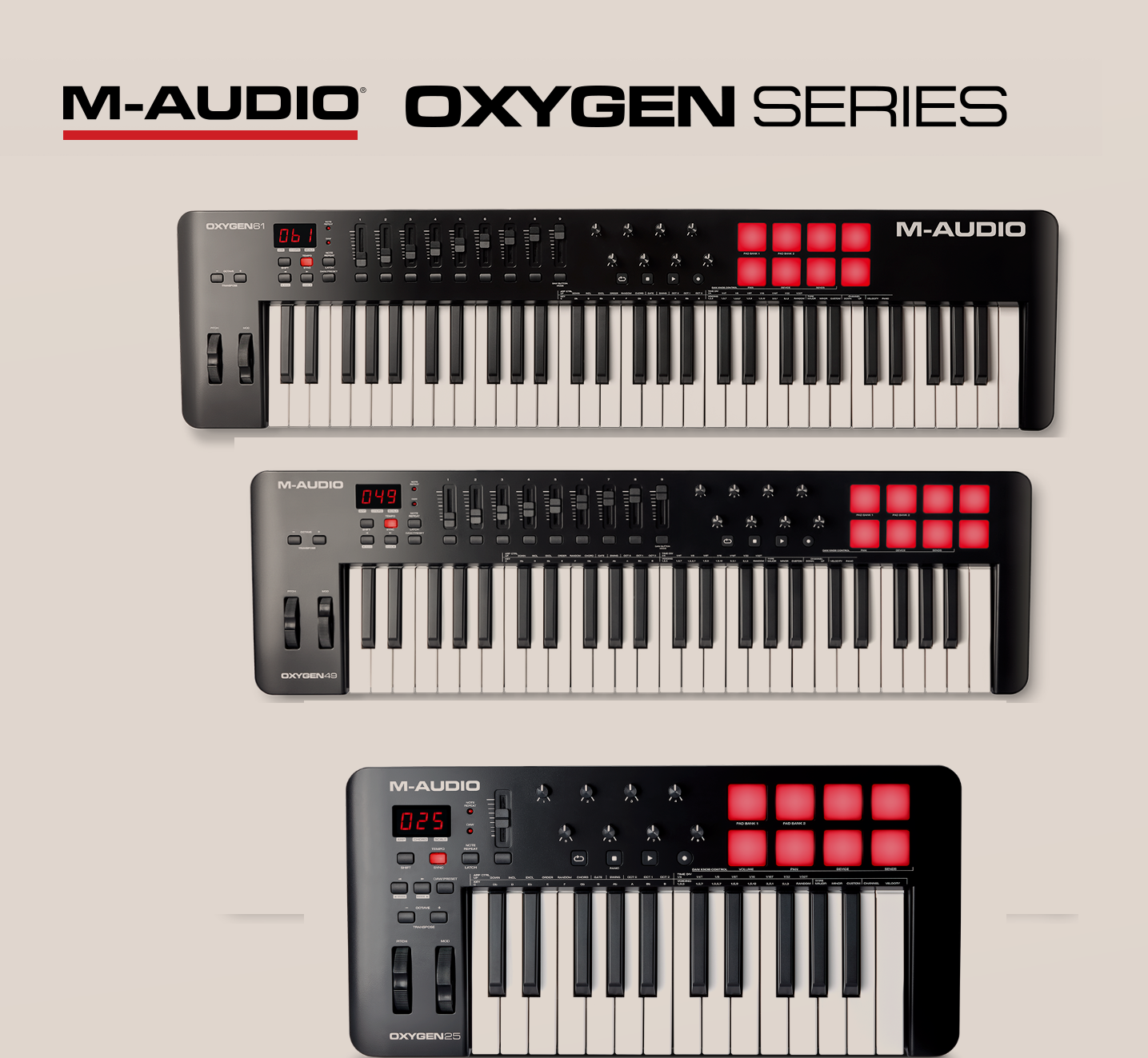 Εικόνα για την κατηγορία M-AUDIO OXYGEN MKV- USB MIDI CONTROLLERS